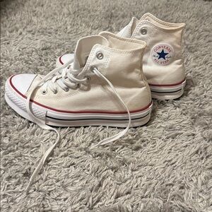 Converse Kids Cream and Red High-Top Sneakers